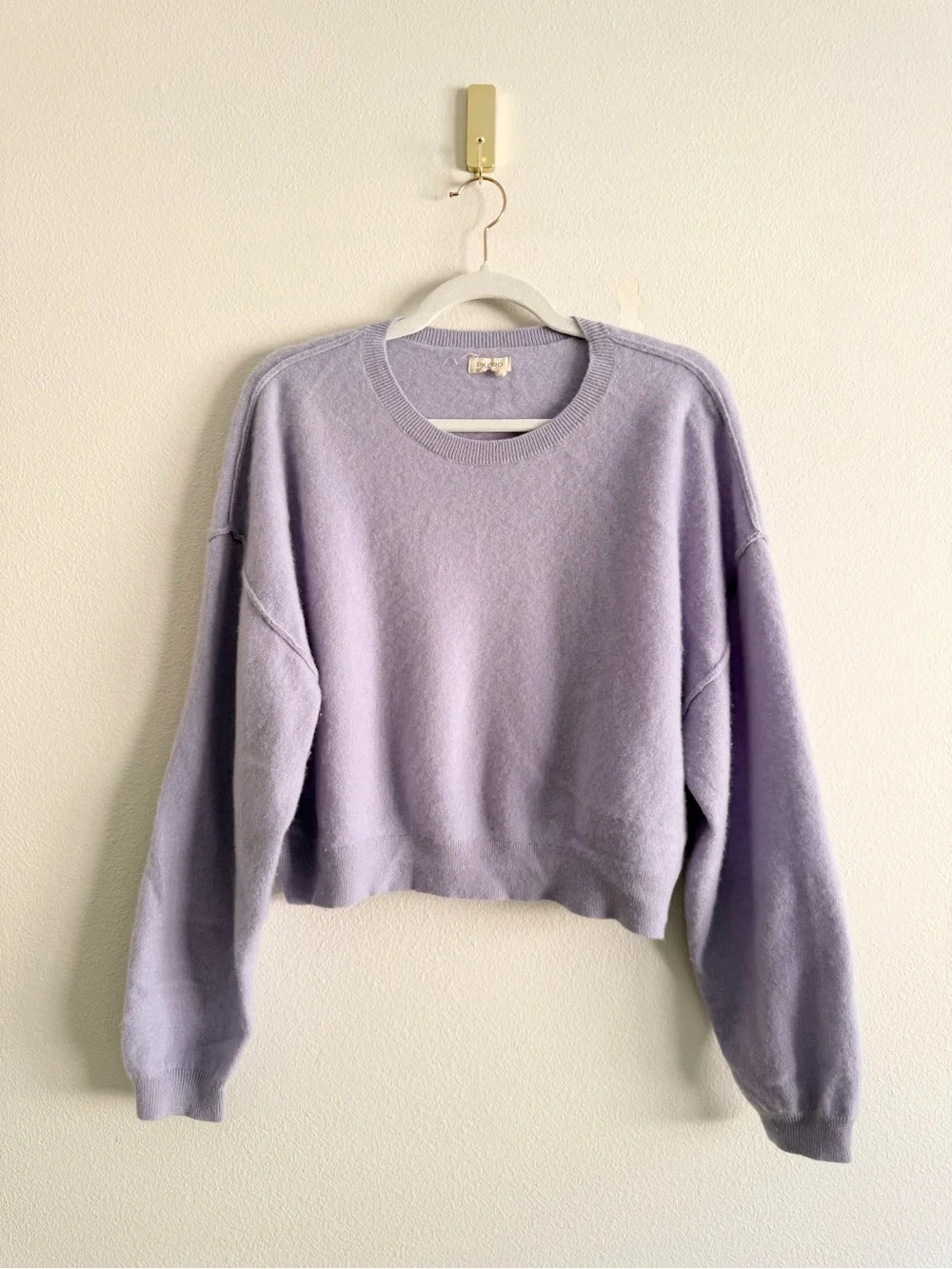 Anthropologie Pilcro Alani Cashmere Sweater Lavender Cropped Crewneck Sz M